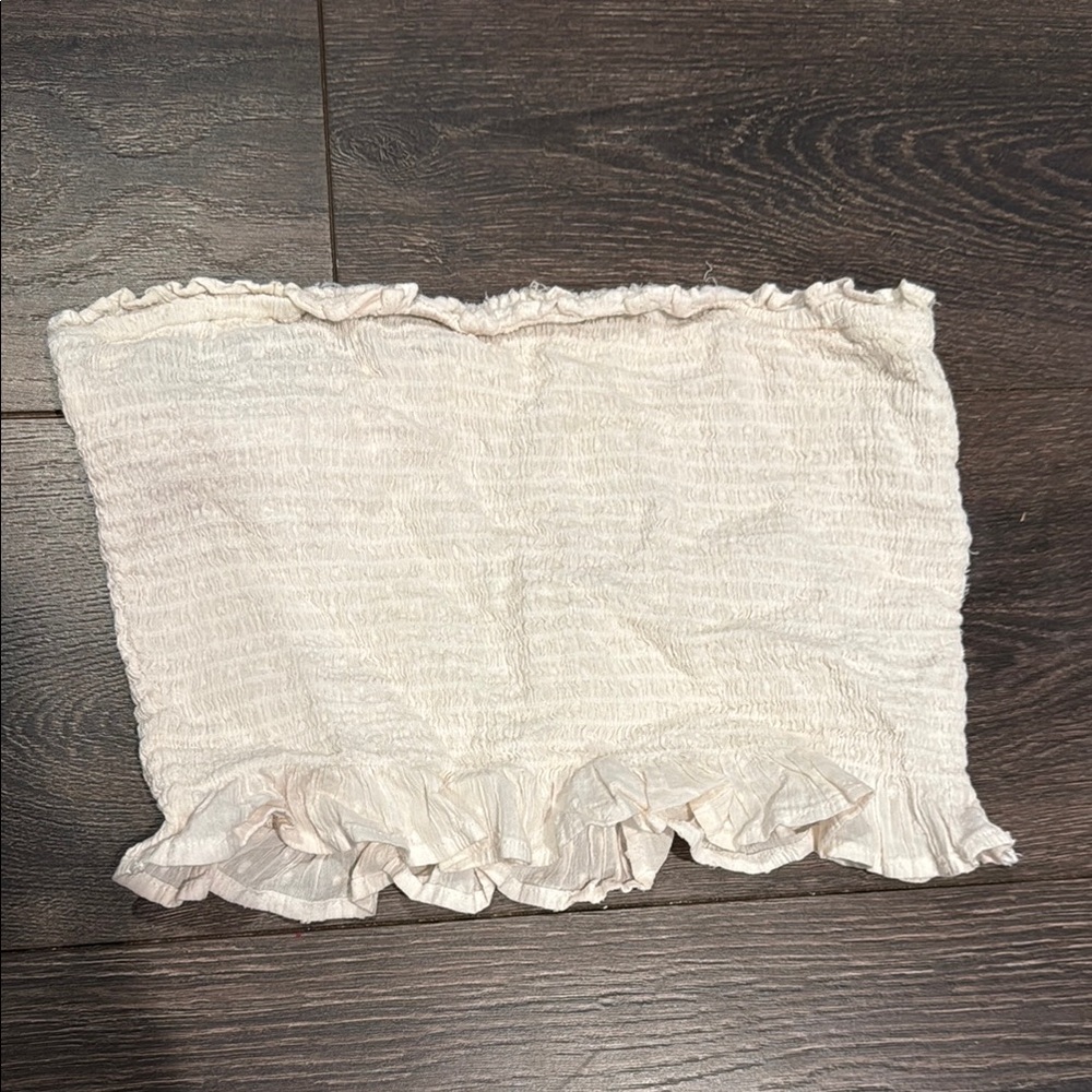 Cream Ruffled Tube Top
